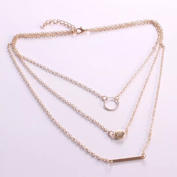 NEW!💙💎💛GOLDEN! MODERN LAYER BAR NECKLACE!💛💎💙 - Picture 7 of 8